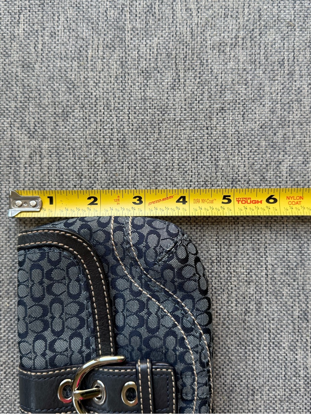Coach Navy Signature Jacquard Canvas Wristlet with Leather Trim and Buckle - Picture 5 of 14